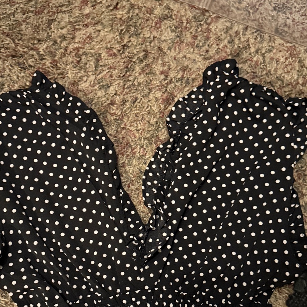 Max Studio Black and White Ruffled Jumpsuit - Picture 6 of 6